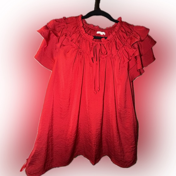 Maurices Tops - Maurices Vibrant Red Ruffle Top